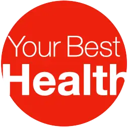 “Your Best Health” logo — white lettering in a red circle.